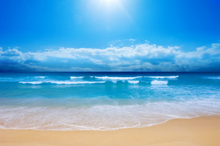 Beach waves bright blue sky - blue sky free wallpaper for desktop