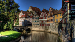 River city bridge buildings pagoda - a city next free wallpaper for desktop