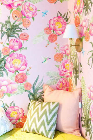 Bed pink flower wallpaper lamp - a table next free wallpaper for mobile