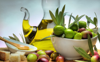 Bowl olives bread olive oil - el greco free wallpaper