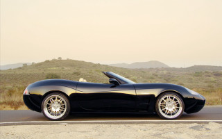 Black sports car mountain road 2 - the side of the road in front free wallpaper