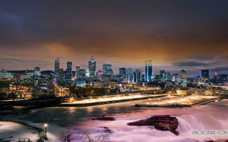 City skyline river bridge night 8 - the water and a city in the background free wallpaper