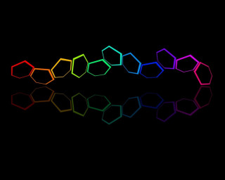 Rainbow hexagonal object black background - chromatic aberration free wallpaper