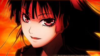 Anime girl red eyes red - a yellow frame free wallpaper