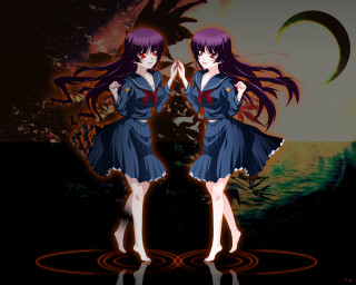 Girl blue dress mirror hands - gapmoe yandere grimdark free wallpaper for desktop