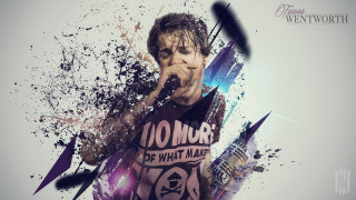 Man microphone paint splatters portrait - cam sykes free wallpaper for desktop