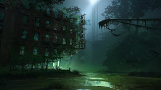 Dark forest building light distance - andreas rocha free wallpaper