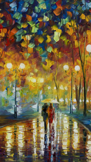 People walking umbrella rain colorful - free love wallpaper