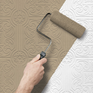 Man painting wall roller wallpaper - movement free wallpaper for tablet