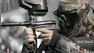 Man paintball mask holding gun - action painting free wallpaper for desktop