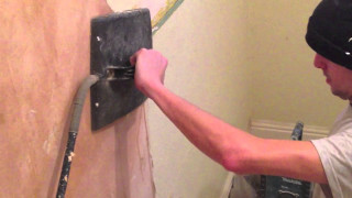 Man working wall hammer screwdriver - his other hand free wallpaper for desktop