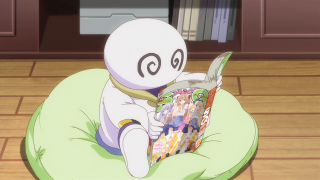 Cartoon character beanbag reading smiling - ultra high definition free wallpaper