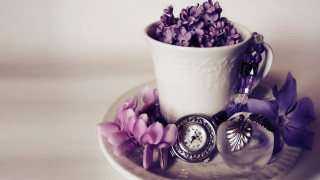 Cup flowers clock plate flower - the plate free wallpaper