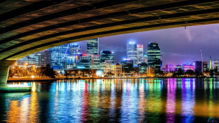 City skyline reflection water bridge - andrew law free wallpaper for desktop