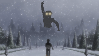 Snowy park robot night star - a snowy area free wallpaper