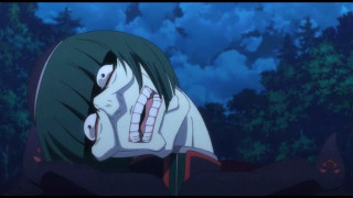 Person head down dark trees - the background and a sky free wallpaper