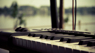 Piano keyboard window lake trees - david boyd free wallpaper for desktop