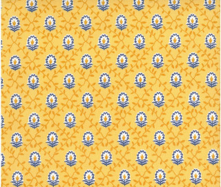 Yellow background blue flowers leaves - the bottom of the image free wallpaper for desktop
