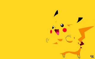 Cartoon pikachu yellow background red - a black outline free wallpaper for desktop