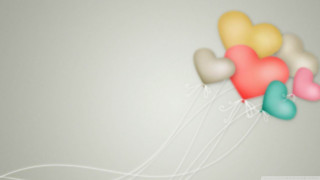 Heart shaped balloons floating white - a white ribbon free wallpaper