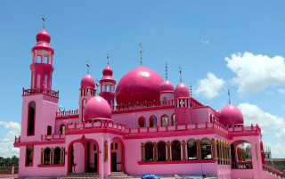 Pink building dome clocktower blue - top of its free wallpaper for desktop