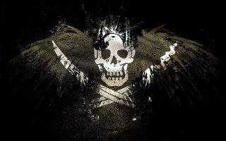 Skull wings cross dark image - skull free wallpaper