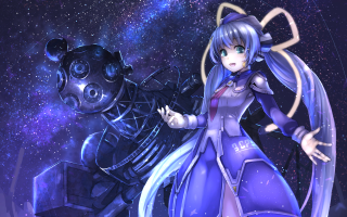 Girl purple dress robot space - a purple dress free wallpaper for desktop