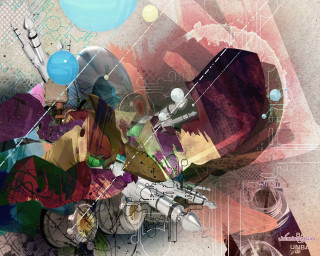 Colorful motorcycle digital painting blue - different color and shapes free wallpaper