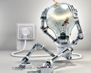 Light bulb robot arm key - a key free wallpaper