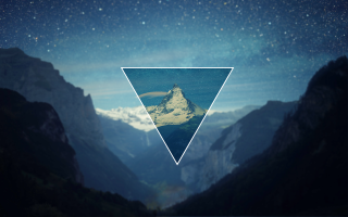 Triangle mountain sky stars reflection - star above free wallpaper