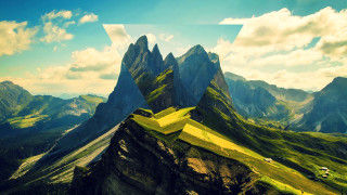 Mountain range triangle building sky - cloud and mountains free wallpaper