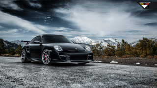 Black car parked road mountains - anthony s waters free wallpaper