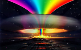 Rainbow colored object cloud smoke - neon light free wallpaper for desktop