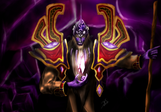Demon holding staff glowing orb - a staff free wallpaper
