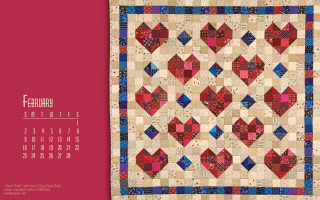 Quilted wall hanging hearts calendar - detail free wallpaper