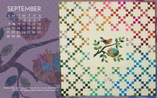 Quilted calendar bird branch tree - clara miller burd free wallpaper