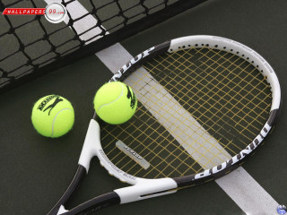 Tennis balls racket court net - free sports wallpaper