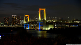 Lit bridge night city background 2 - a city in the background free wallpaper for desktop