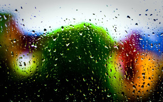 Window raindrops blurry background building - art green free wallpaper