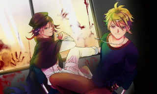 Anime characters blood splatter violent - blood free wallpaper