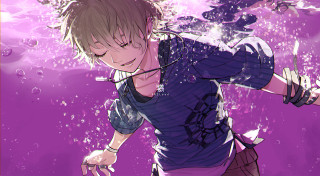 Man blue shirt underwater purple - akihiko yoshida free wallpaper