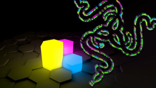 Neon colored snake cube object - the other side of it free wallpaper