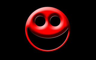 Red smiley face black background - two eye free wallpaper