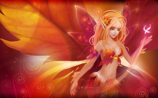 Blonde fairy butterfly wings red - fantasy style free wallpaper