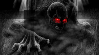 Creepy demonic forest red eyes - dark art free wallpaper for desktop