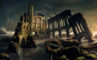 Ruined building river welcome city - the city free wallpaper