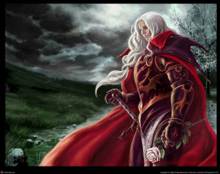 Woman red dress sword dark - epic free wallpaper for desktop