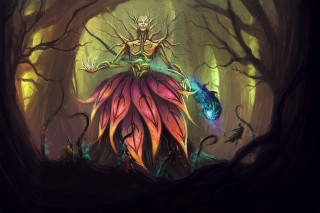 Woman flower forest dragon blue - nearby free wallpaper