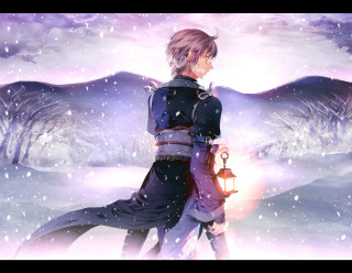 Man snow lantern mountain background - a lantern free wallpaper