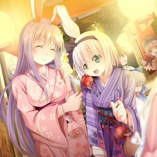 Two women kimonos red balls - official free wallpaper for tablet